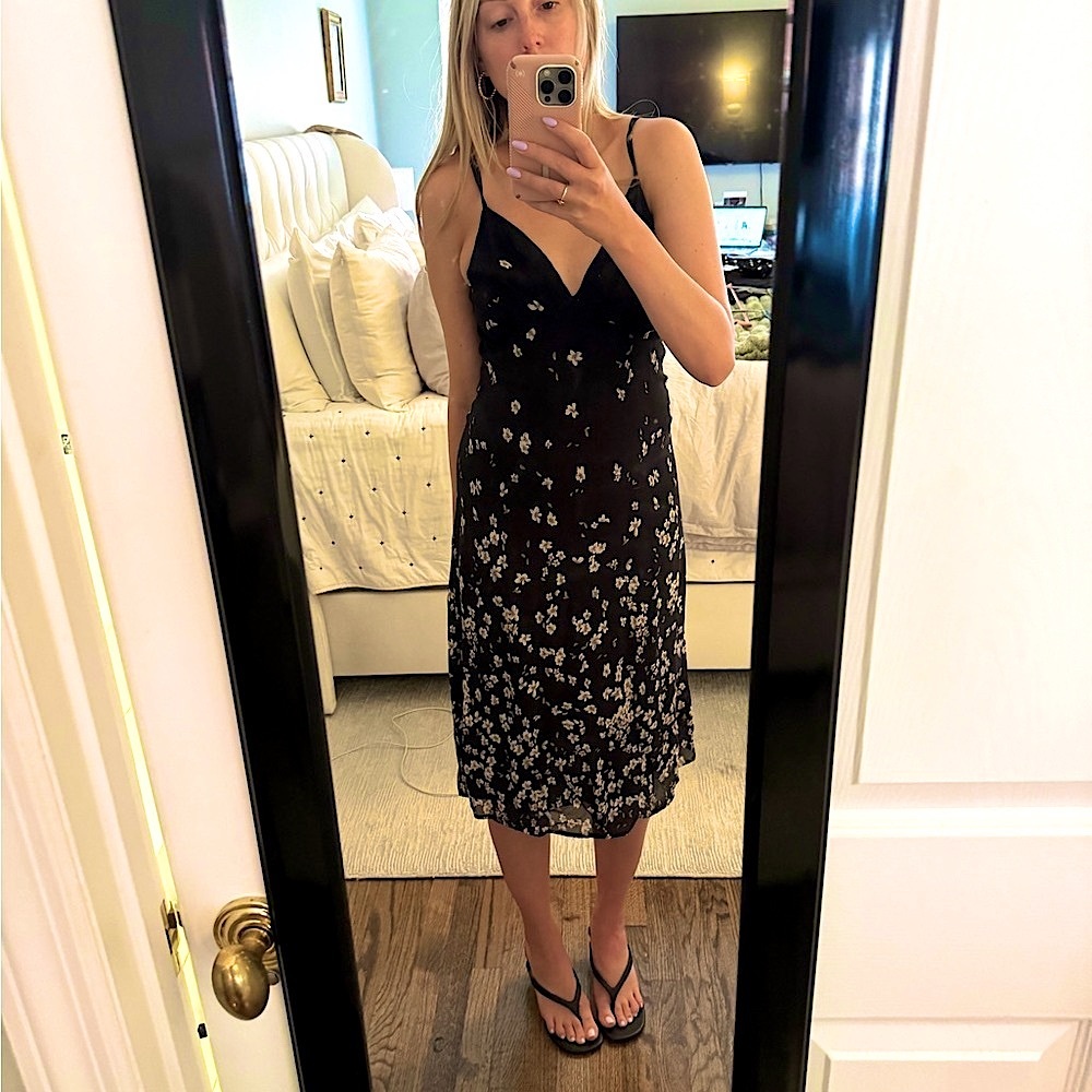 Reformation Floral Black Dress Size 0